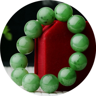 和田玉碧玉手链男女款玉石手串乌兰海苹果绿玉手饰附证书18mm