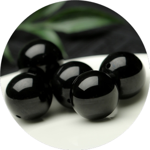 和田玉墨玉圆珠漆黑如墨20/18/16/14m散珠圆珠包邮配饰配珠