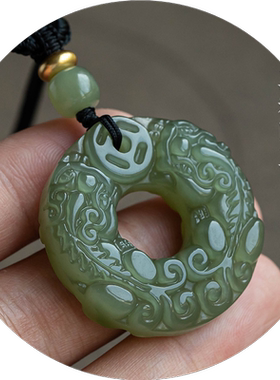 双面貔貅天然和田玉平安扣青玉