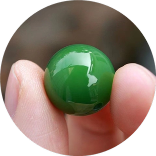 俄料满绿和田玉碧玉单珠散珠无黑点玉珠子金刚星月多宝手链配饰