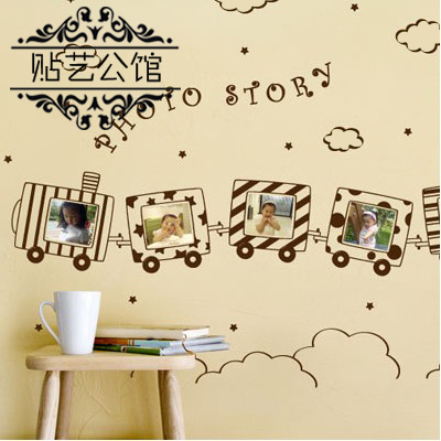 相片装饰墙贴童房幼儿园母婴店可爱卡通背景 J-046 小火车照片贴