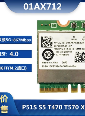 联想Thinkpad P51S S5 T470 T570 X270 RTL8822BE无线网卡01AX712