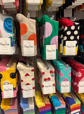 Happy Socks瑞典ins潮袜新款嗨皮女袜中筒情侣长美腿袜子