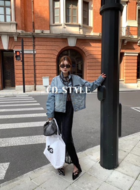 牛仔外套女短款2023春装新款百搭钉珠刺绣修身夹克长袖上衣牛仔褂