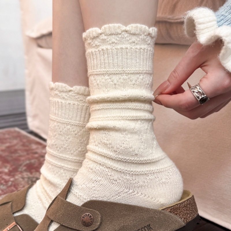 日系复古菱格暖羊绒堆堆袜子女秋冬保暖中筒堆堆袜粗线长袜加厚,女士内衣/男士内衣/家居服,连裤袜/打底袜,淘宝优惠券,粉丝福利购,淘宝优惠卷