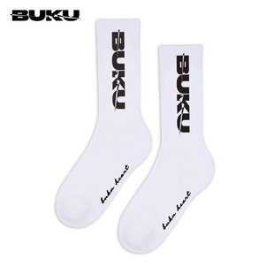 BUKU潮牌袜子外穿韩版 女ins加厚冬搭配长袜潮袜长筒白色休闲针织