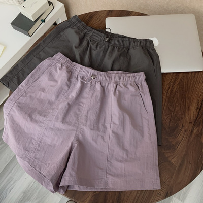 灰色薄款速干休闲阔腿短裤女夏季