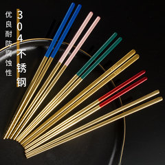 韩式304不锈钢筷子家用 餐厅防滑抗菌防霉耐高温筷子金属勺子套装