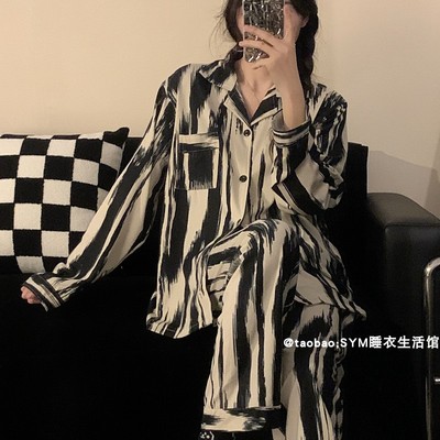 情侣睡衣女春秋季长袖两件套纯棉