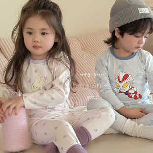 特价清仓 大小卷A类儿童内衣纯棉打底睡衣男童女童卡通家居服套装