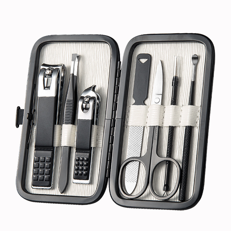 黑色皮套7-18件套装指甲剪指甲刀套装指甲钳修甲修脚甲美容套装