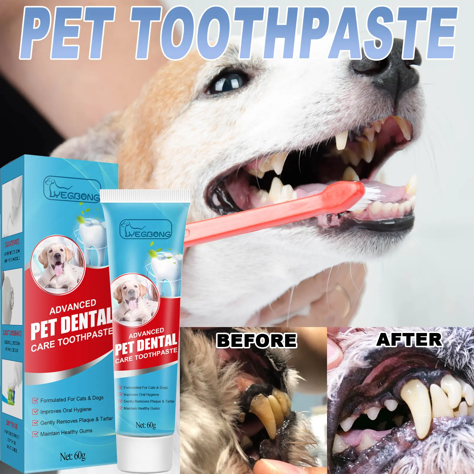 Pet Toothpaste Fresh Breath Clean Tartar Dog Clean Oral Care