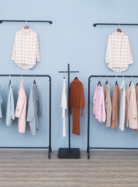 简约铁艺服装店衣架展示架落地式正挂侧挂组合陈列架加粗款衣帽架