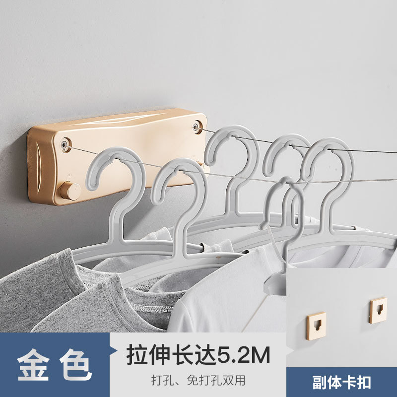 晾衣绳室内户外免打孔隐形双线伸缩晒衣绳家用出租屋晾衣架钢丝杆