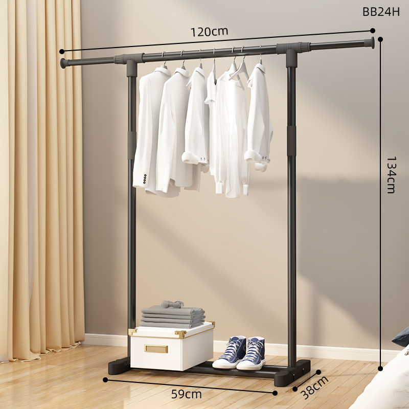 简易晾衣架落地立式卧室挂衣服架子加粗小型阳台家用晾衣神器结实