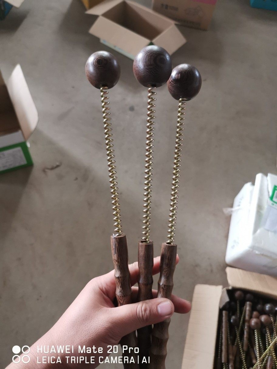 新款鸡翅木弹簧锤 竹节款式把手手握 弹力按摩锤木质把手
