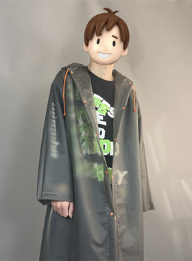 潮流灰色 eva雨衣 长款全身单人男女款透明加长连体成人雨披