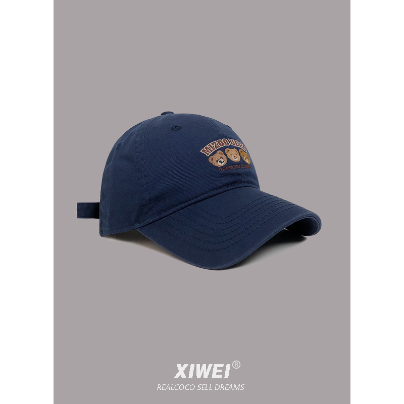 韩版可爱卡通小熊刺绣棒球帽女甜美百搭时尚弯檐显脸小鸭舌帽子潮