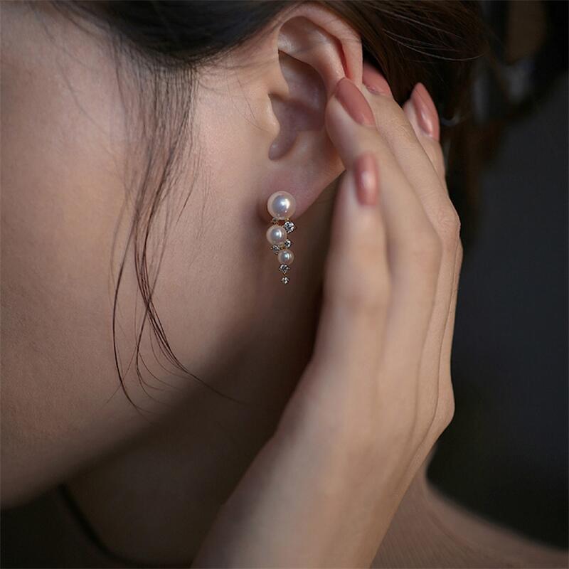 诸暨满天星辰珍珠耳钉3-7mm高品质淡水珍珠14K注金纯银针渐变耳饰