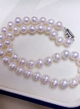 天然近圆淡水珍珠项链女款近微暇高强光高档生日礼物母亲节妈妈爱