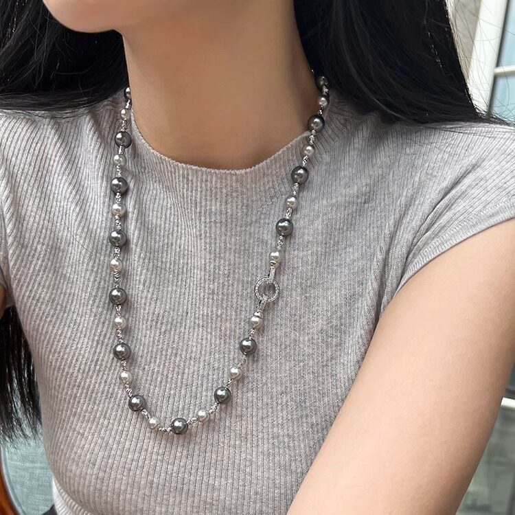 倪妮同款大溪地*家珍珠高级感项链女ins轻奢小众设计毛衣链长款