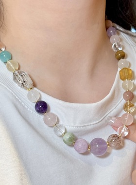 紫水晶多宝项链天然水晶石颈链女高级感轻奢小众2025新款夸张项圈