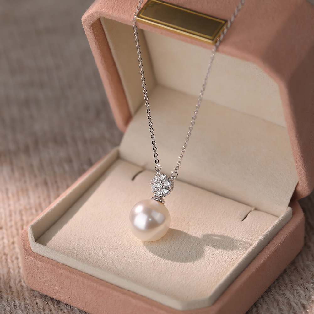 戴妃同款珍珠项链S999纯银满天星法式气质轻奢高级感施家珠锁骨链