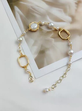 天然巴洛克淡水珍珠流苏手链气质优雅百搭毛衣链手工异形手串潮流