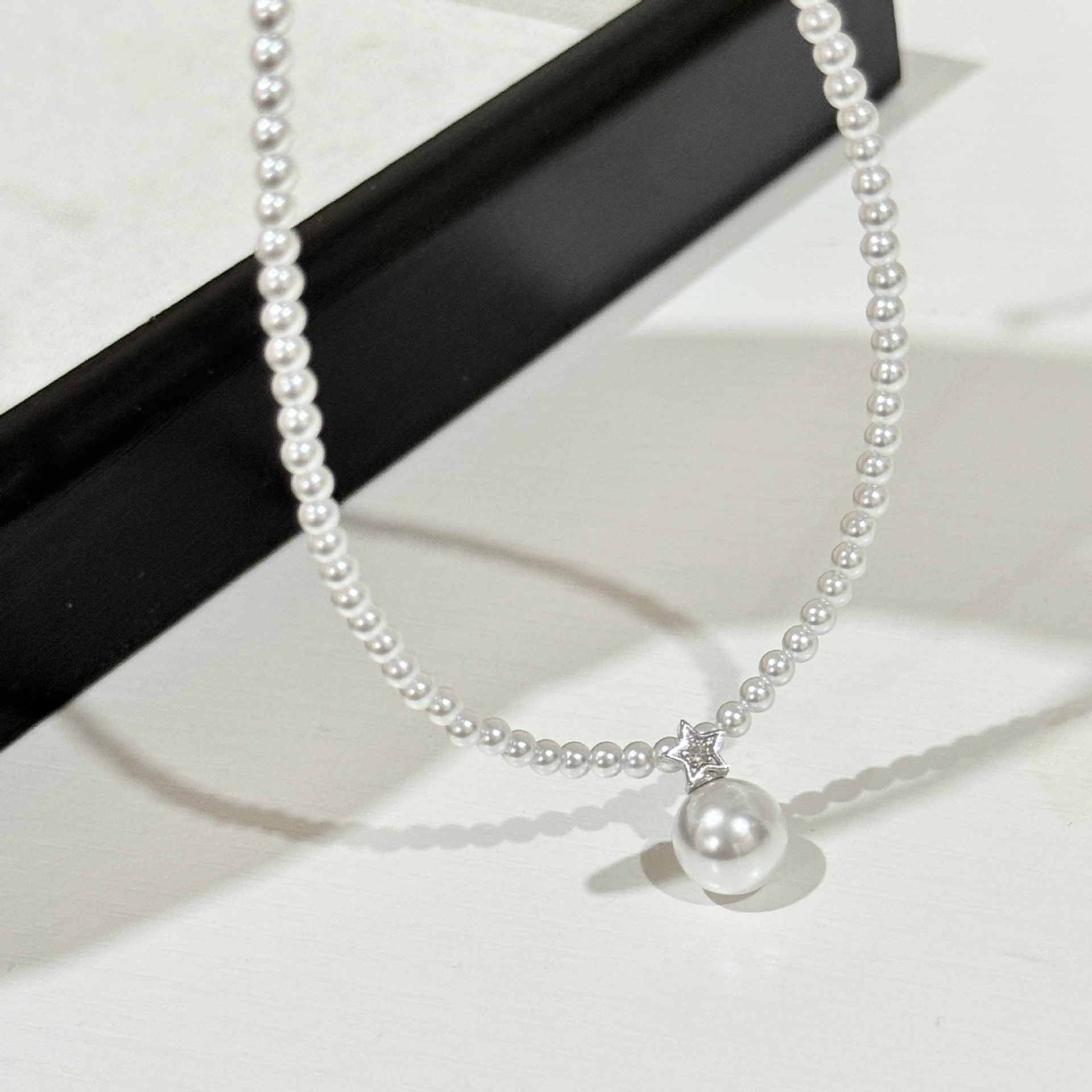 s925纯银施家珍珠串珠星星项链女高级感五角星吊坠时尚通勤锁骨链
