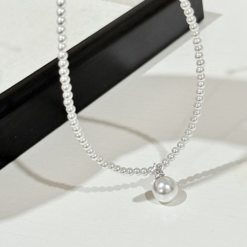s925纯银施家珍珠串珠星星项链女高级感五角星吊坠时尚通勤锁骨链