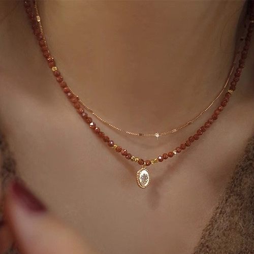 金沙石s925纯银项链串珠芒星女ins风轻奢小众高级感本命年饰品