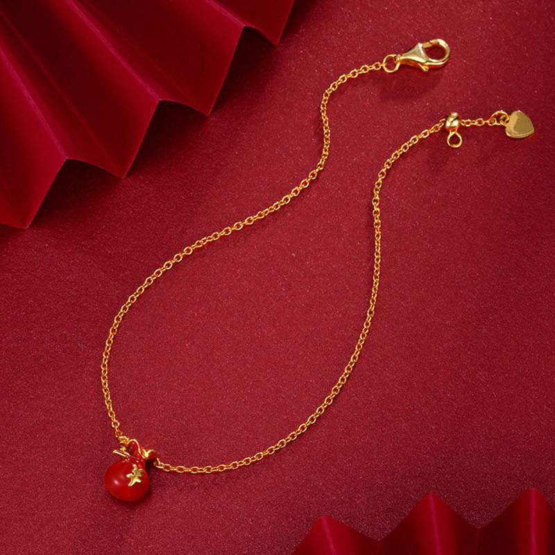 S925纯银钱袋子手链国潮新年款财源滚滚男女通用首饰原创设计手链