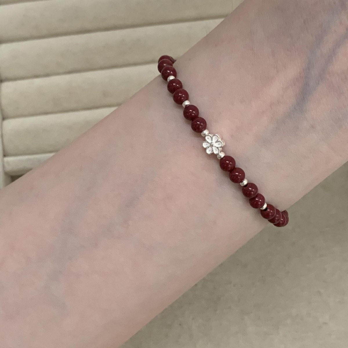 s925纯银天然紫金砂手串桃花手链女简约小众设计朱砂红色转运手饰