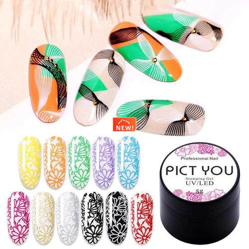5g Nail Stamping Gel Polish Black White Stamp Print Oil UV