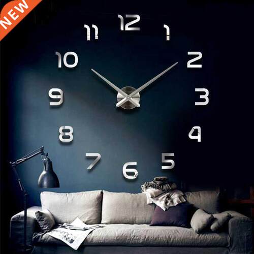Fashon 3D bg sze wall clock mrror stcker  bref lv