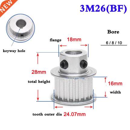 1Pcs 3M 26 Tooth 28 Tooth Synchronous Wheel Timing Belt Pull