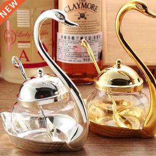 alloy Condiment Pot Seasoning Container Spice Glass Jar Salt