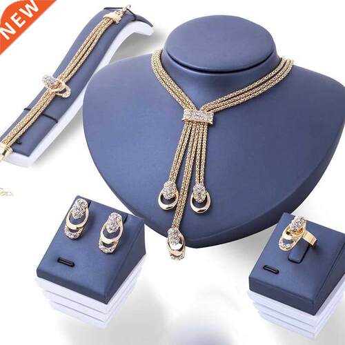 New Fashion 4 Pcs/Set Jewelry Set for Women Gold Plated Cry