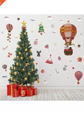 Christmas Decoration Wall Stickers Hot Air Balloon Snowflake