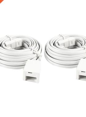 2 Pcs White UK BT 6P4C Male to Female Modular Phone Extensio