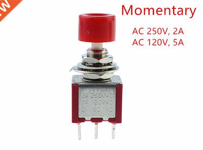 AC 2A/250V 5A/120V 6 Pin DPDT Momentary Push Button Switch 6