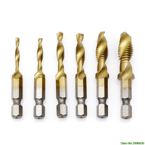 1 Set Hex Shank M3-M10 Titanium Plated HSS Hand Screw Thread