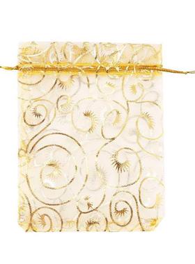 100pcs Champagne Eyelash Organza Drawstring Pouches Jewelry