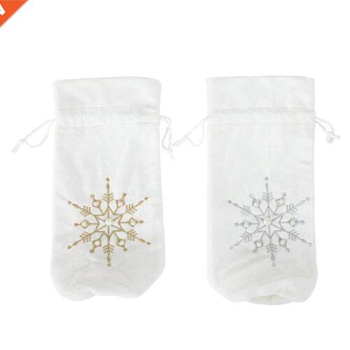 Christmas Snowflake Champagne Wine Bottle Cover Drawstring B
