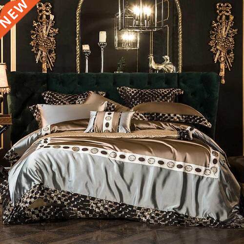 Vintage Chic Patchwork Embroidery Duvet Cover Luxury Silky S