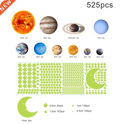 3D Luminous Nine Planets Wall Stickers Home Decor  Decals