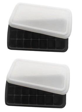 Ice Square Trays Set of 2, Silicone Ice aker for Whiskey Co