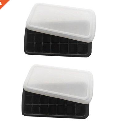 Ice Square Trays Set of 2, Silicone Ice aker for Whiskey Co