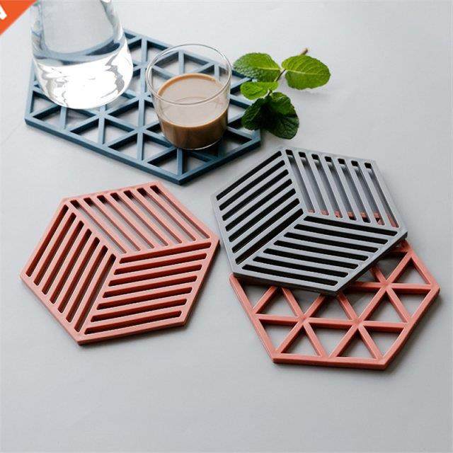1Pc Silicone Tableware Insulation Mat Coaster Cup Hexagon Ma