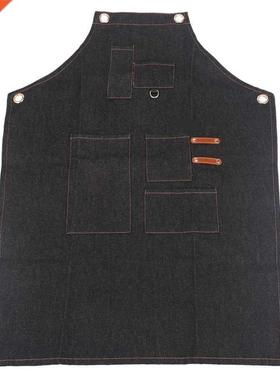 Aprons Denim Leather Simple Uniform Unisex Adult Jeans Apron